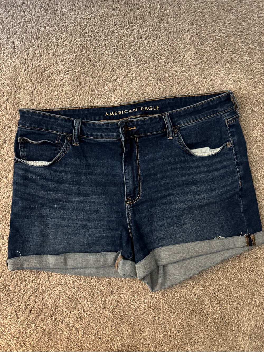 American Eagle Outfitters Midi Cuffed Denim Shorts